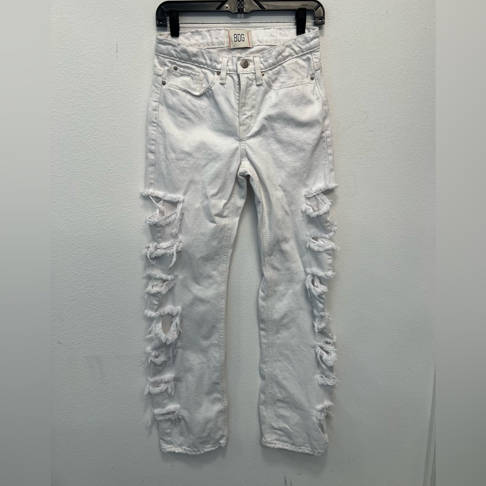 BDG Cowboy Jean White Distressed Straight Leg Jeans Size 25